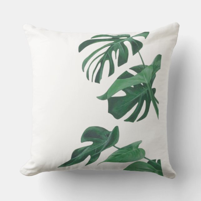 Coussin Green Monstera Deliciosa Feuilles Jeu d'oreiller (Recto)