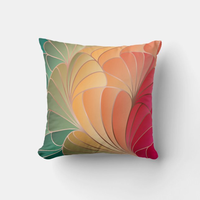 Coussin Green, Peach, Apricot, Watermelon Nouveau Art Nouv (Recto)