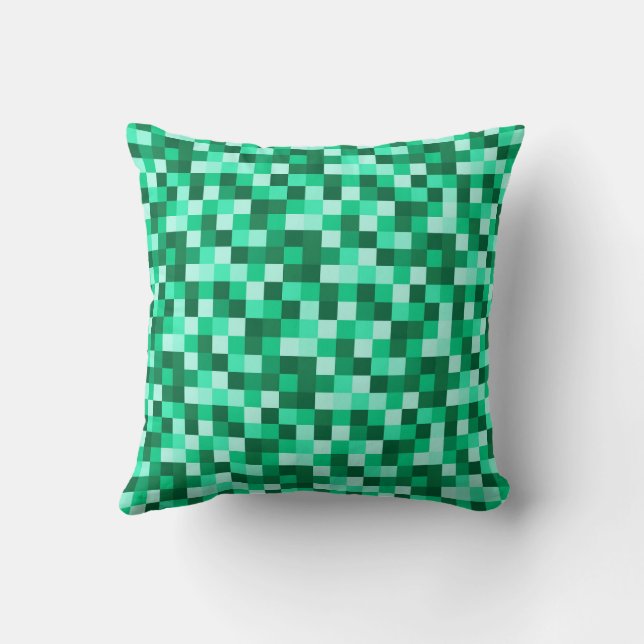 Coussin Green Pixels Minecraft Inspired Print Throw Pillow (Verso)