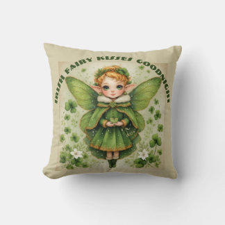 Coussin Green Shamrocks Irish Fairy Kisses Goodnight Baby