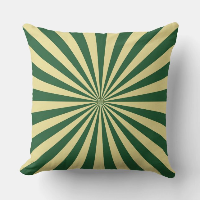 Coussin Green Sun Funky Rays Retro Stripes (Recto)