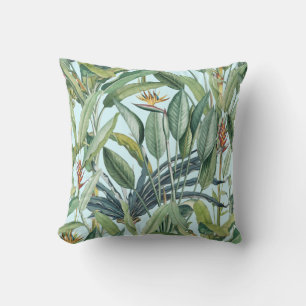 Coussin Green Tropical Jungle Banana Tree Strelitzia
