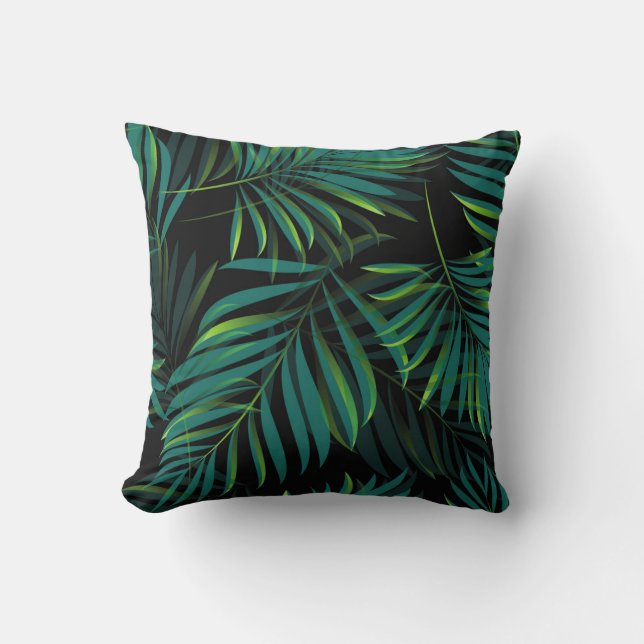 Coussin Green tropical palm leaves. Seamless pattern graph (Recto)