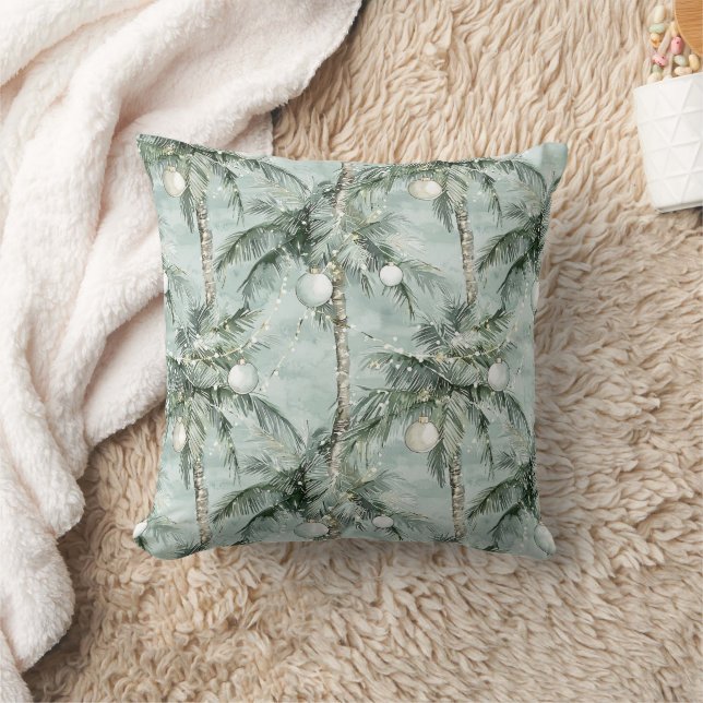 Coussin Green Tropical Palm Trees Christmas (Couverture)