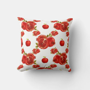Coussin  Grenade rouge vibrant et aquarelle de pomme 