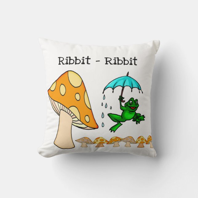 Coussin Grenouille à oreiller, champignon à Ribbit (Recto)