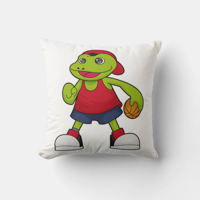 Coussin Grenouille comme joueur de basket-ball avec basket (Recto)
