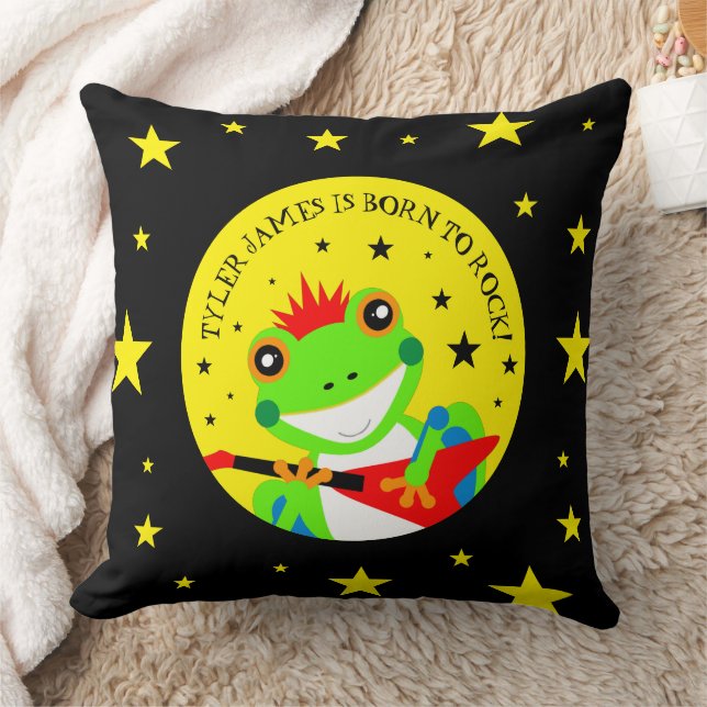 Coussin Grenouille d'arbre d'anniversaire de Rockin avec g (Couverture)