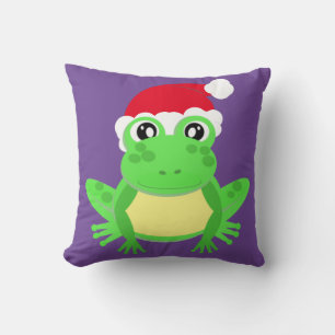 Coussin Grenouille de Noël Santa Hat Novelty Funny Purple