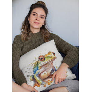 Coussin Grenouille d'or azur