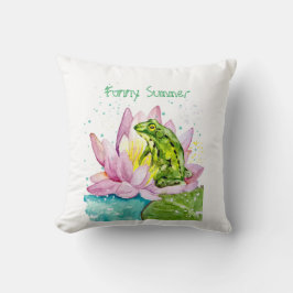 Coussin Grenouille drôle sur un lotus