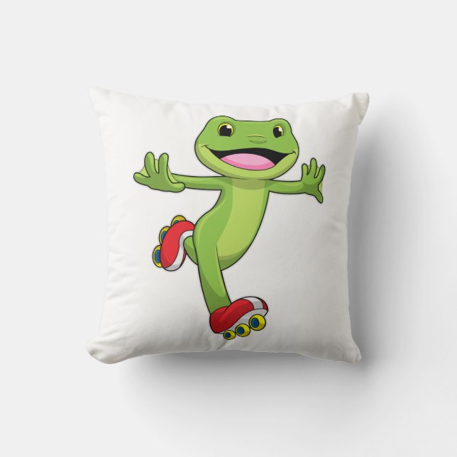 Coussin Grenouille en Patinage en ligne avec Roller skates (Recto)
