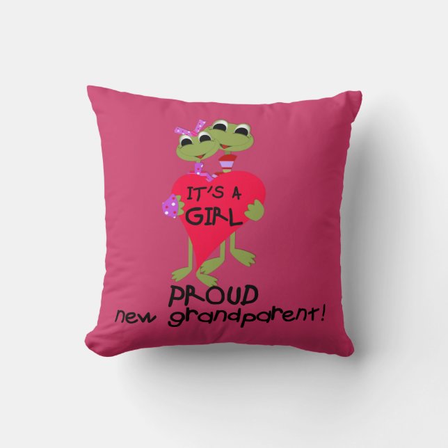 Coussin Grenouille Fière grand-parent des cadeaux de fille (Recto)