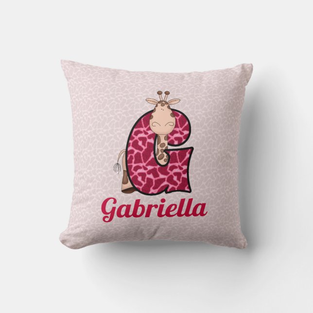 Coussin Grenouille rose et verte Monogramme G de l'enfant (Recto)