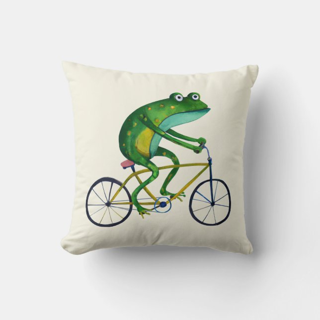 Coussin Grenouille Sur Vélo (Recto)