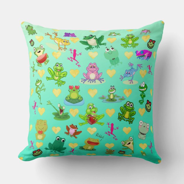 Coussin Grenouilles avec coeur (Recto)