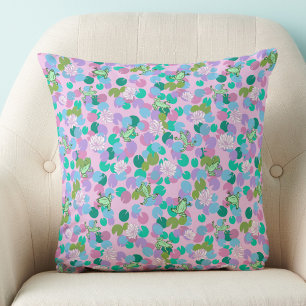 Coussin Grenouilles fantaisistes roses décoration de nurse