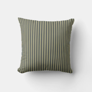 Coussin grès, bandes bleues ardoise et or