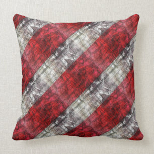 Coussin Grès Textiles Rouges Et Gris