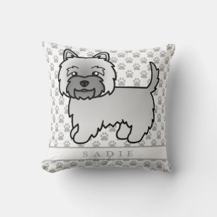 Coussin Grey Cairn Terrier Chien Illustration & Nom