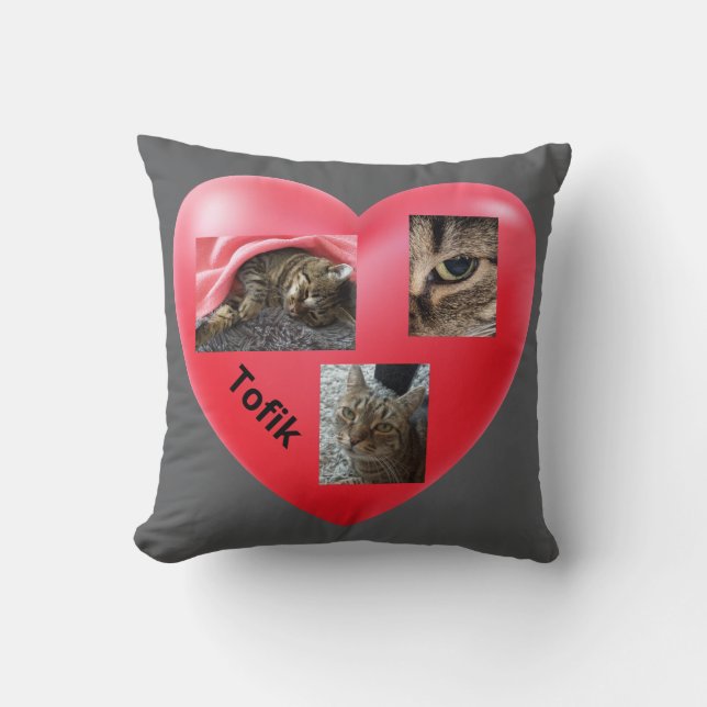 Coussin Grey Tabby Chat - Au coeur des souvenirs (Recto)