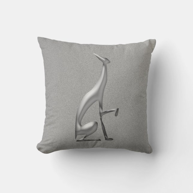 Coussin Greyhound Dog Simple Argent Élégant Métallique (Recto)