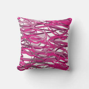 Coussin gribouillages roses