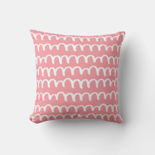 Coussin Gribouillis dessiné à la main rose féminin blanc m
