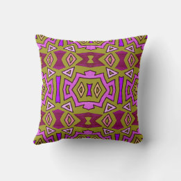 Coussin Gribouillis d'homme des cavernes rouge violet rose