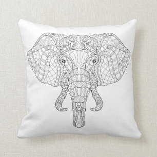 Coussin Griffonnage 2 de tête d'éléphant