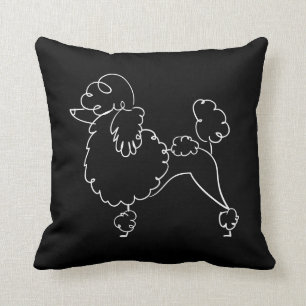 Coussin Griffonnage blanc noir de caniche