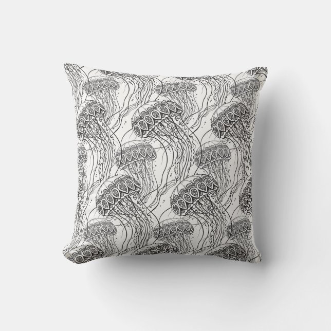 Coussin Griffonnage de méduses (Recto)