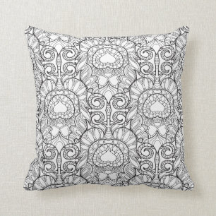 Coussin Griffonnage de motif de plume de paon