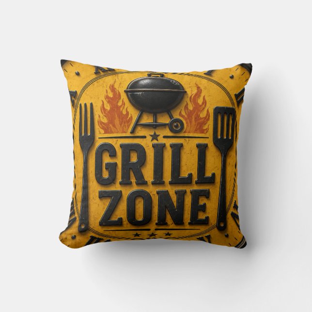 Coussin Grill Zone BBQ Grill Master Kitchen Rustic  (Recto)