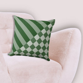 Coussin Grille géométrique moderne & Checker Forest-Green