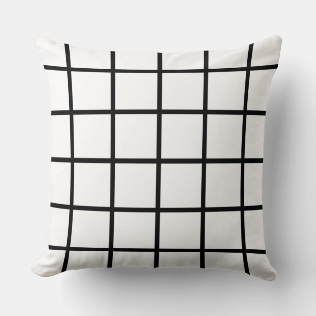 Coussin - "grille" - noir et blanc (Recto)