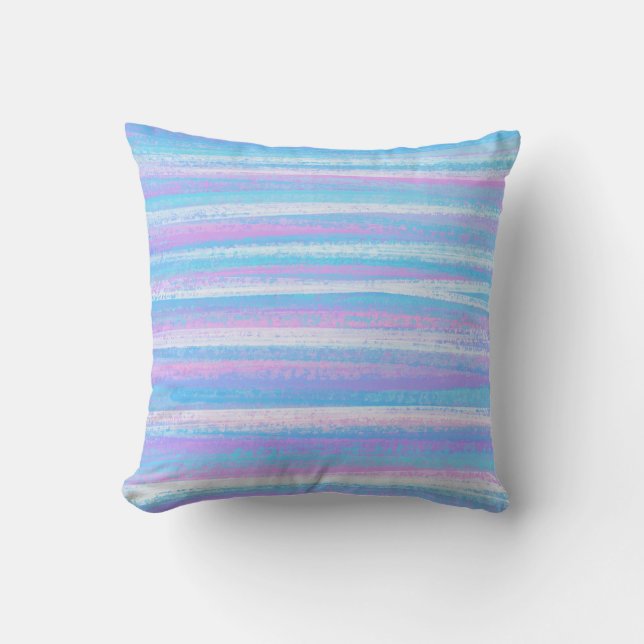 Coussin Grilles Acryliques Peintes Turquoise Rose violet (Recto)
