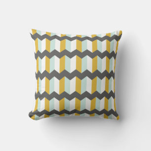 Coussin Grilles Géométriques Monnaie Chevron Et Motif Jaun
