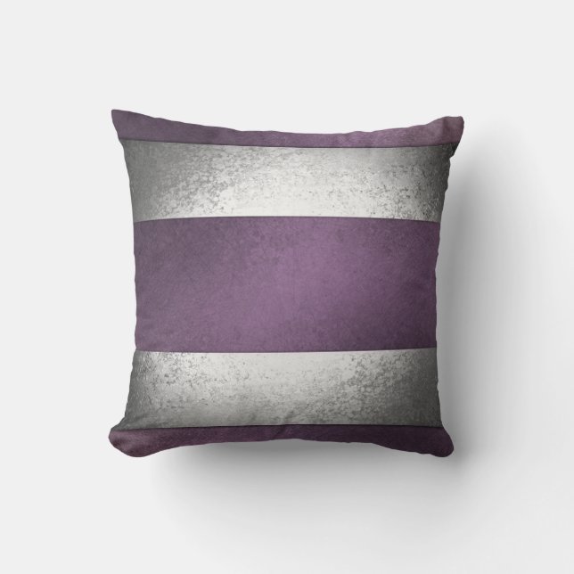 Coussin Grilles Verticales En Pierre Argent En Couleur Vio (Recto)
