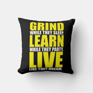 Coussin Grind, Learn, Live - Motivation