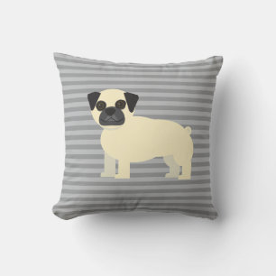 Coussin Gris à raies Pug