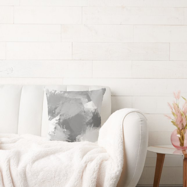 Coussin Gris Abstrait Brosse moderne (Canapé)