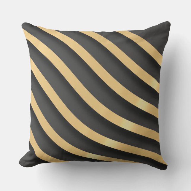 Coussin Gris Abstrait doré moderne (Recto)