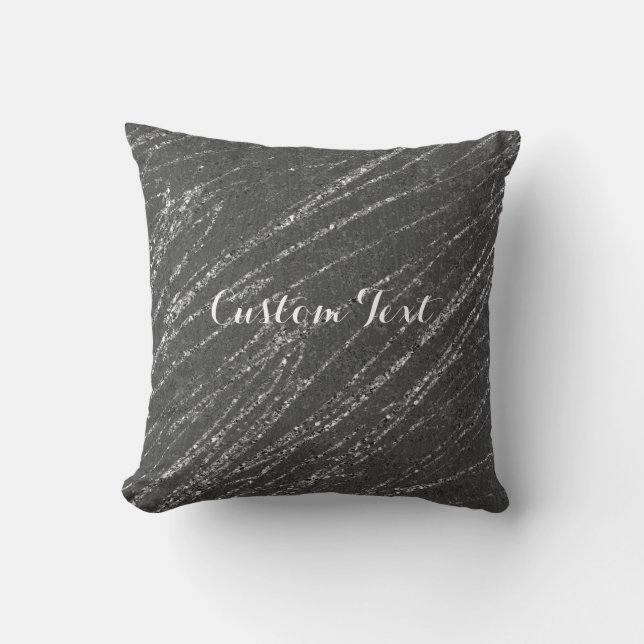 Coussin Gris & Argent Moderne Glam Marbre Gris (Recto)