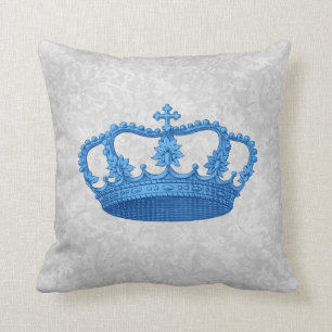 Coussin Gris argenté Backgrond de couronne vintage bleue