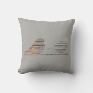 Coussin Gris Avec Deux Oiseaux Métaux Faux
