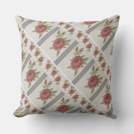 Coussin Gris avec motif floral rose