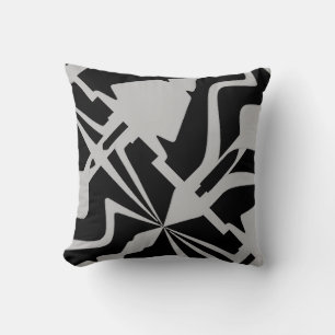 Coussin Gris blanc diagonale Grande onde Abstraite