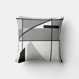 Coussin Gris Blanc Noir Abstrait Triangles Lignes MCM Look