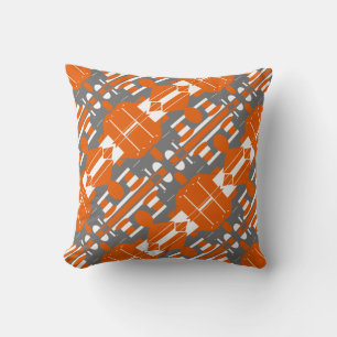 Coussin Gris blanc sur orange diagonale abstrait Design